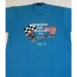 VTG 1991 Memorial Day Classic York Pa Bike Races USA Made Single Stitch Tee L